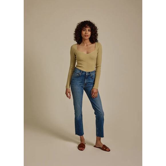 NWT EDWIN Bree Slim Skinny Med Light Wash Straight Jeans Womens Size 33 USA Made - Picture 1 of 7